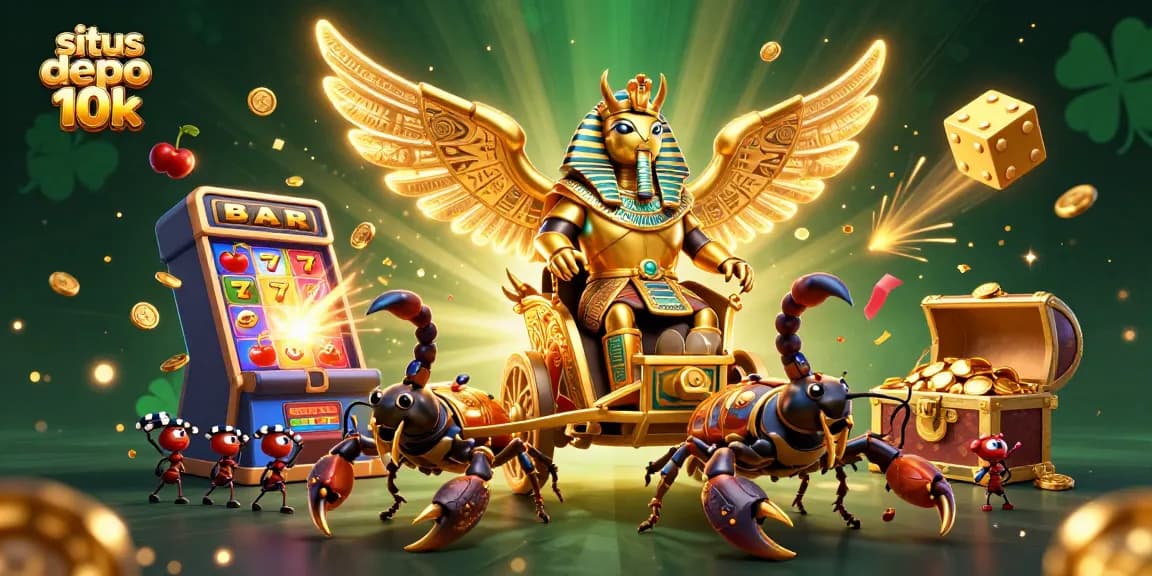 Experience the excitement of situs depo 10k with vibrant casino elements in a dynamic 3D scene.
