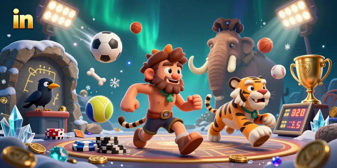 Engage in thrilling prehistoric casino fun with the caveman and sabertooth tiger duo in dynamic action!