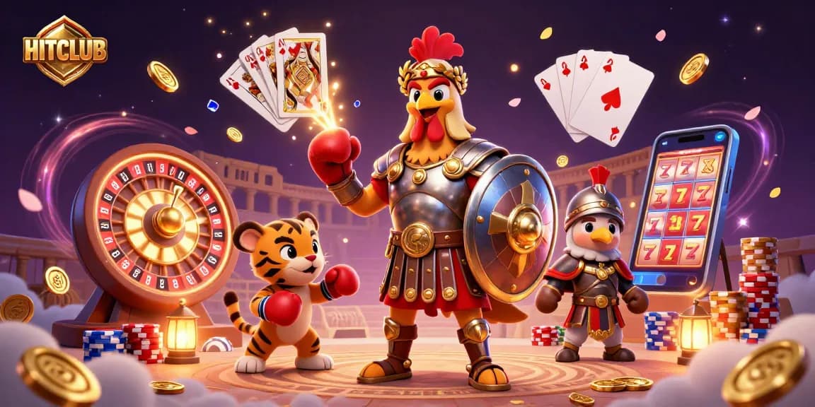 Experience HITCLUB's thrilling casino adventure with vibrant characters and dynamic gaming elements.