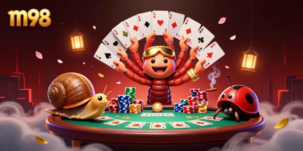 Experience the excitement of m98 casino with dynamic card plays at a thrilling poker table.