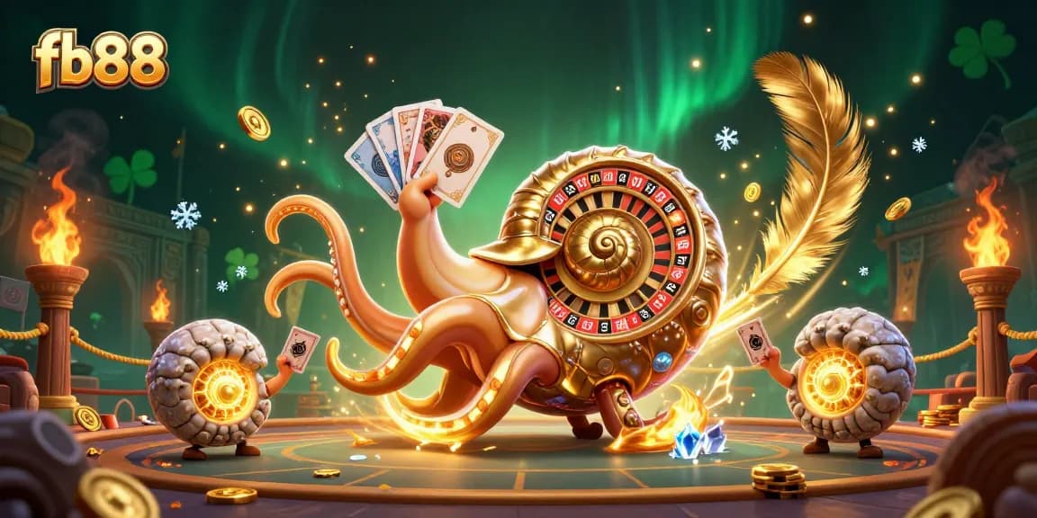 Experience immersive gaming with fb88’s vibrant casino scene featuring an ancient nautilus roulette wheel.