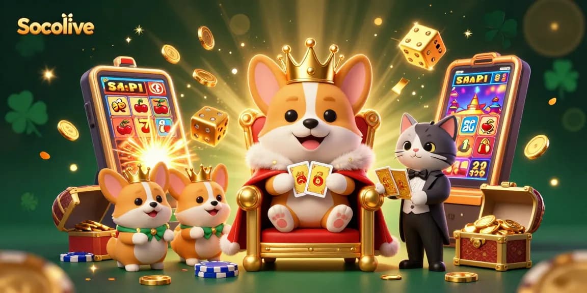 Socolive offers vibrant casino fun with rich graphics and festive elements in a 3D scene.