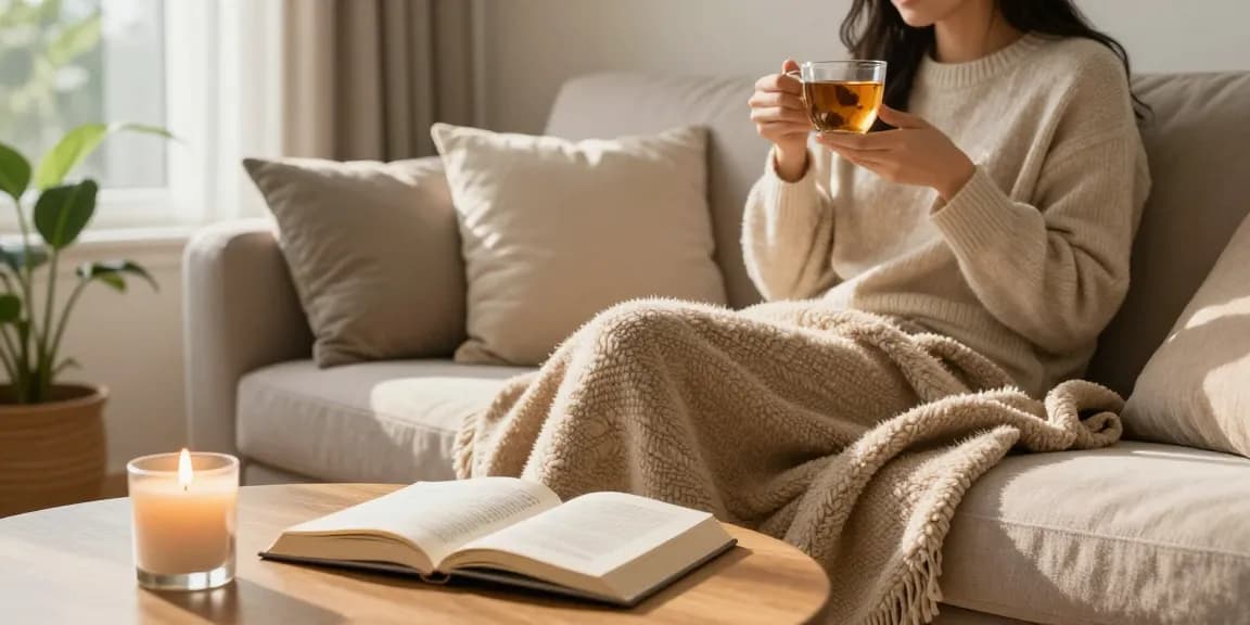 Relaxation with Happy Go Leafy Kratom in a cozy home setting.