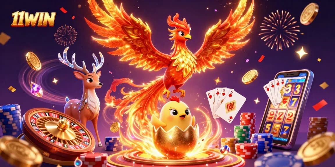 Experience exhilarating wins with 11WIN as the mystical phoenix and stag grace the casino scene.