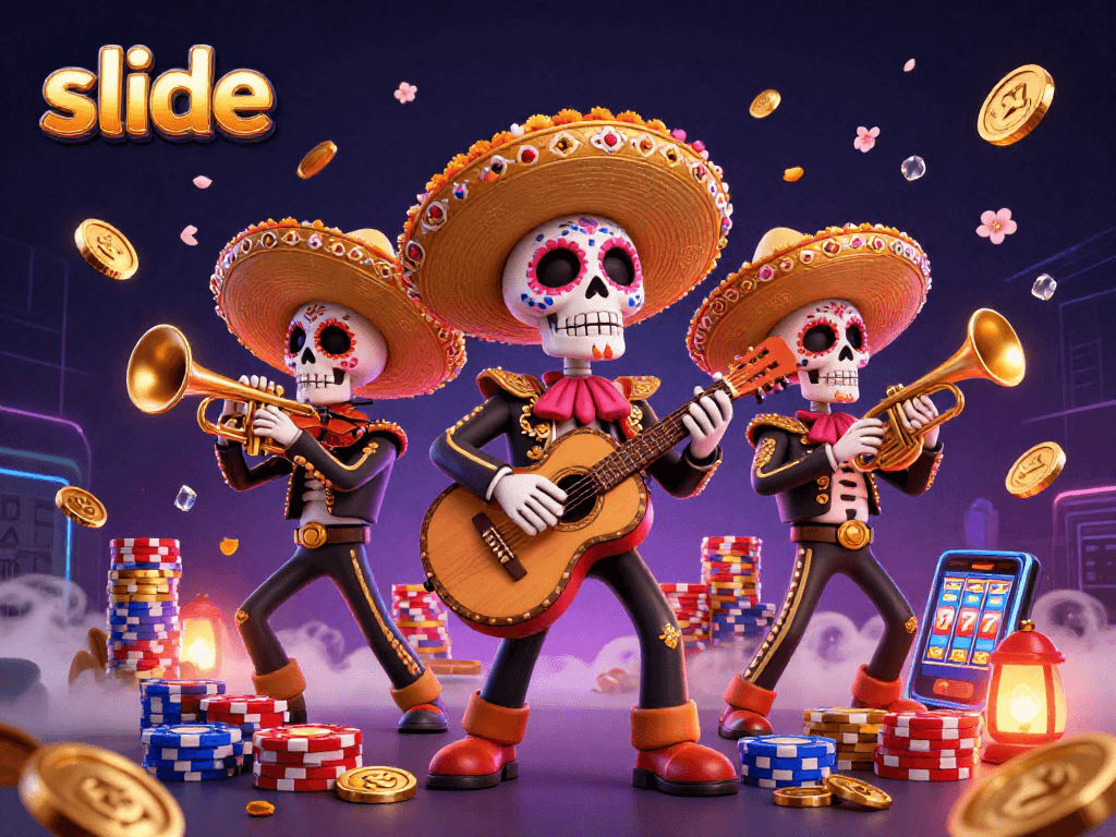 Play the slide game with colorful characters and dynamic gaming elements in this exciting illustration.