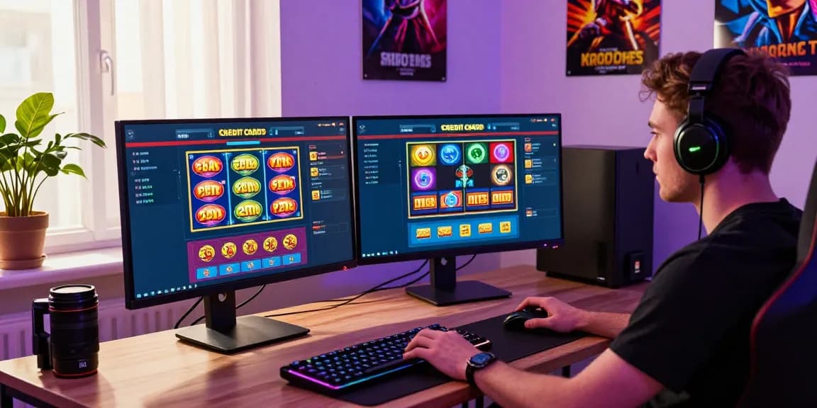 Online gaming experience at a credit card casino showcased at https://transact.org.uk with vibrant casino interface and cozy setup.