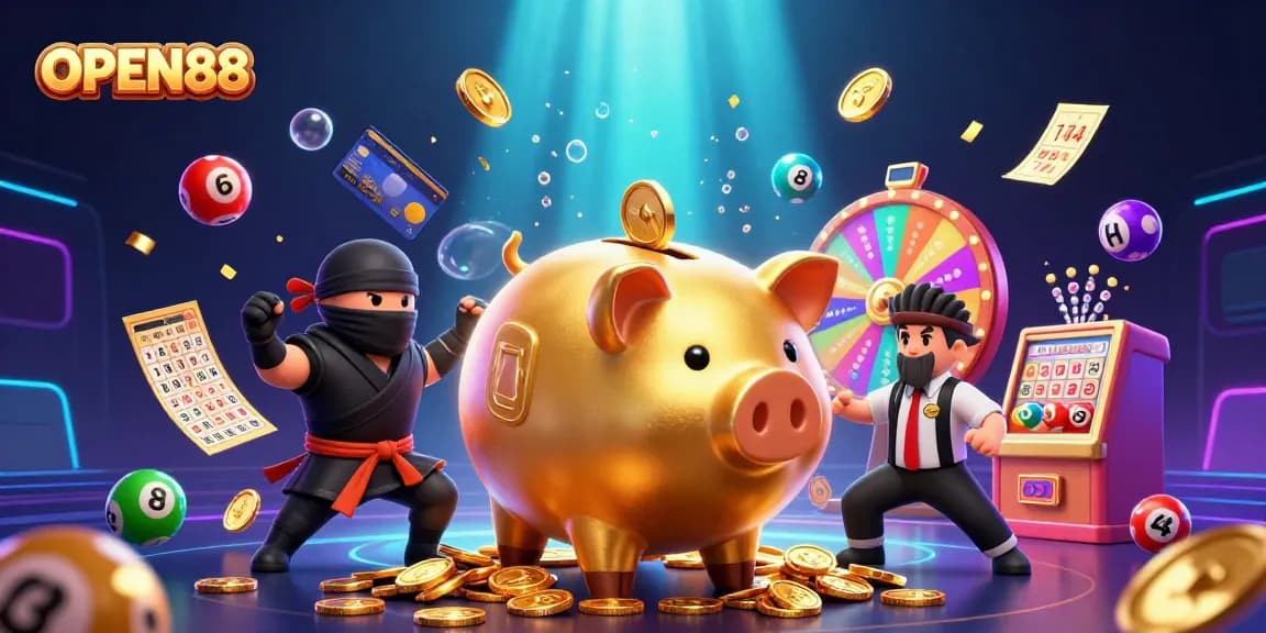 OPEN88 offers an exciting gaming experience with vibrant characters and elements lively intertwined, showcasing thrilling casino action.