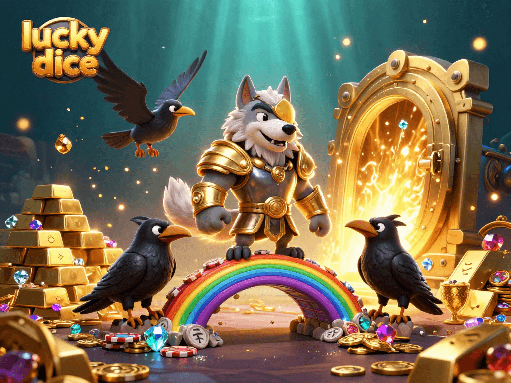 Experience the thrill of lucky dice with a vibrant 3D illustration showcasing Norse characters and casino elements.