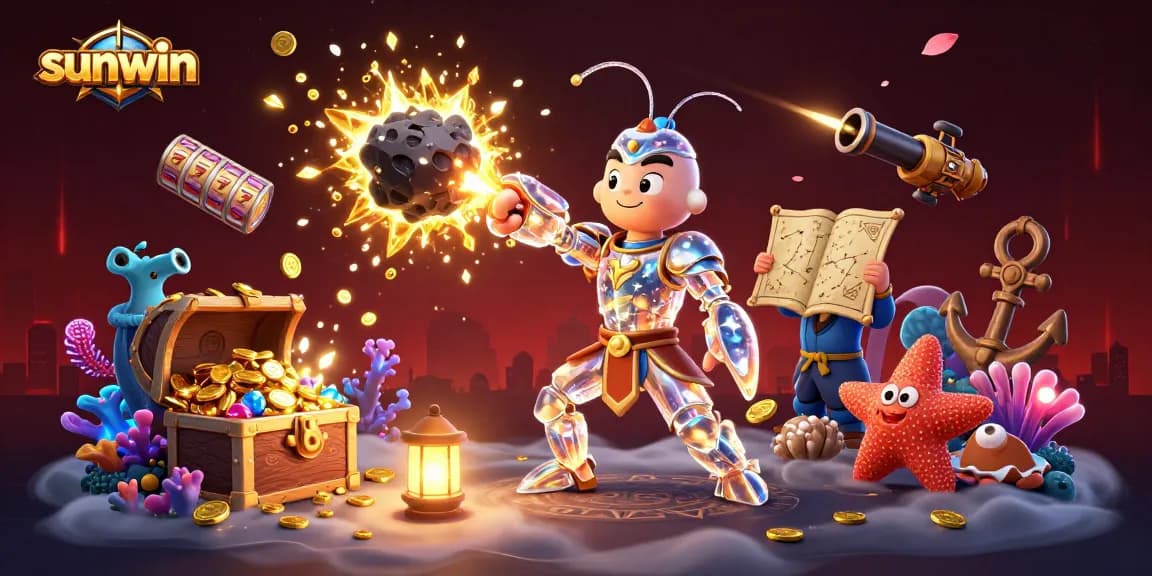 Engage in thrilling casino adventures with sunwin's dynamic galactic scene filled with treasures.