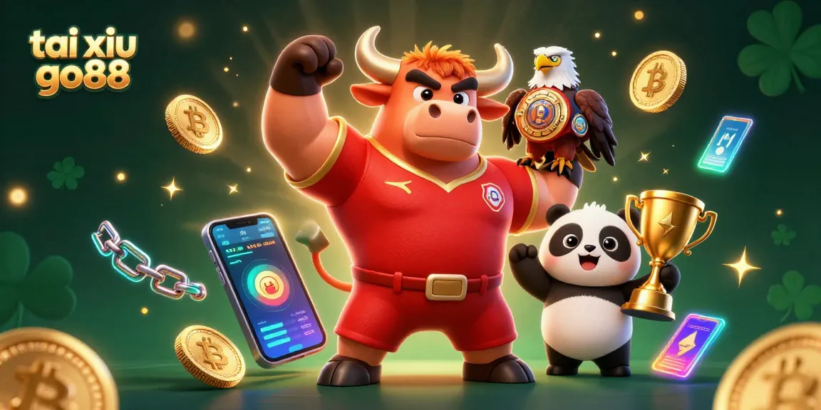 Experience the excitement of tai xiu go88 with a vibrant 3D illustration showcasing win symbols.
