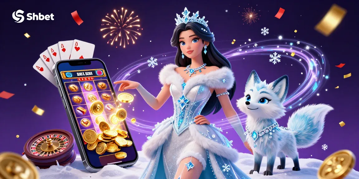 Experience the excitement of Shbet with golden coins and vibrant slot games in a dynamic casino scene.