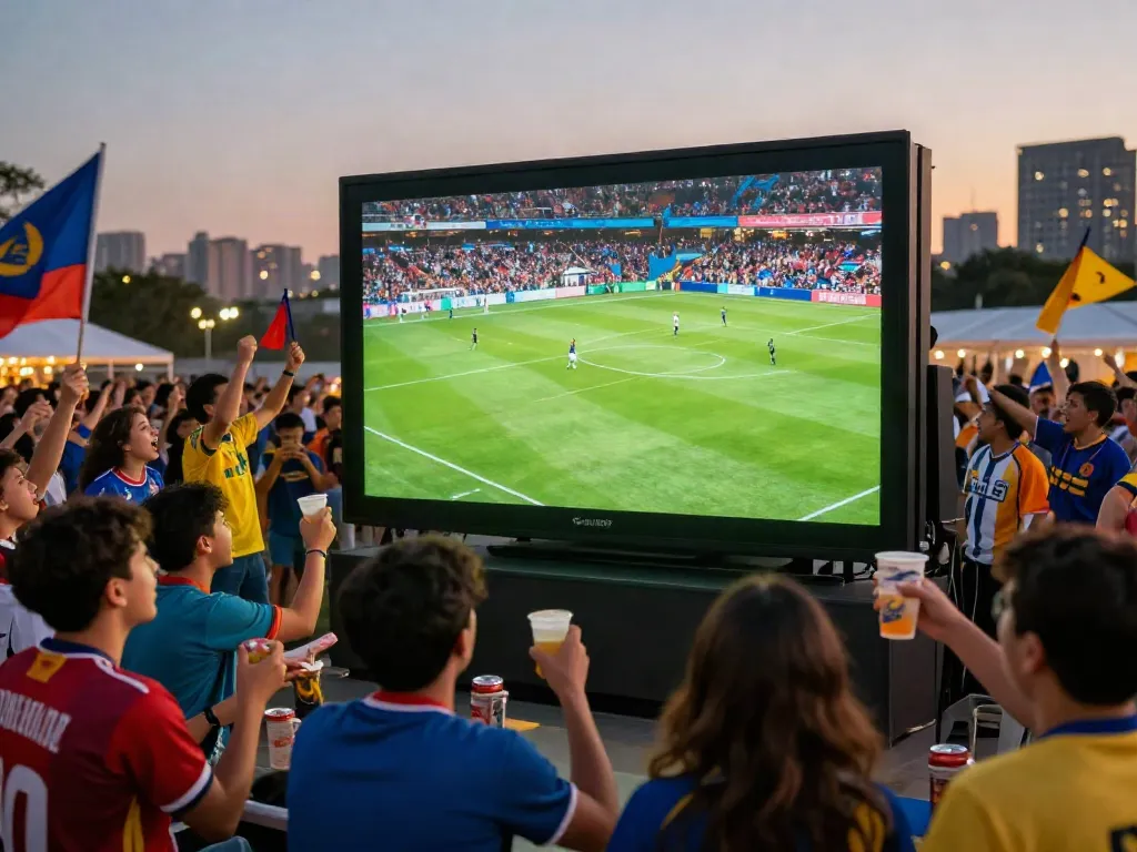 Xoilactv live viewing event showcasing fans enjoying a football match together.