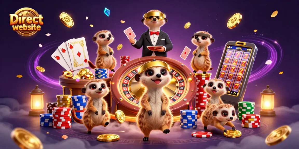 Spin to win at the Direct website's exciting casino with animated meerkat dealers and vibrant slot games.