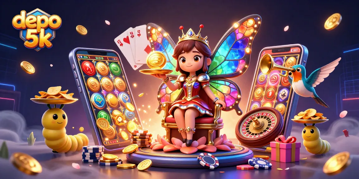 Experience high-stakes excitement at depo 5k with a vibrant animated illustration of thrilling games.