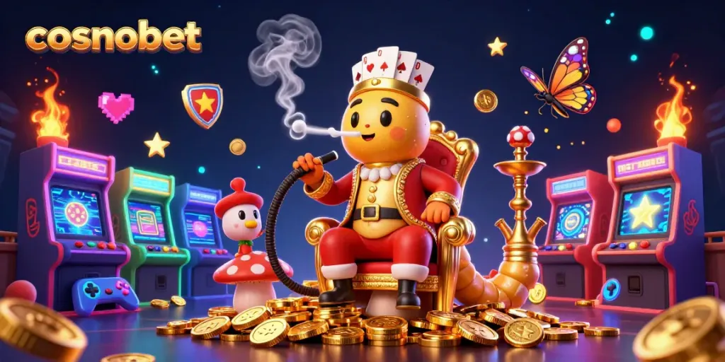 Engage in thrilling games at cosmobet with vibrant casino elements and charming characters.