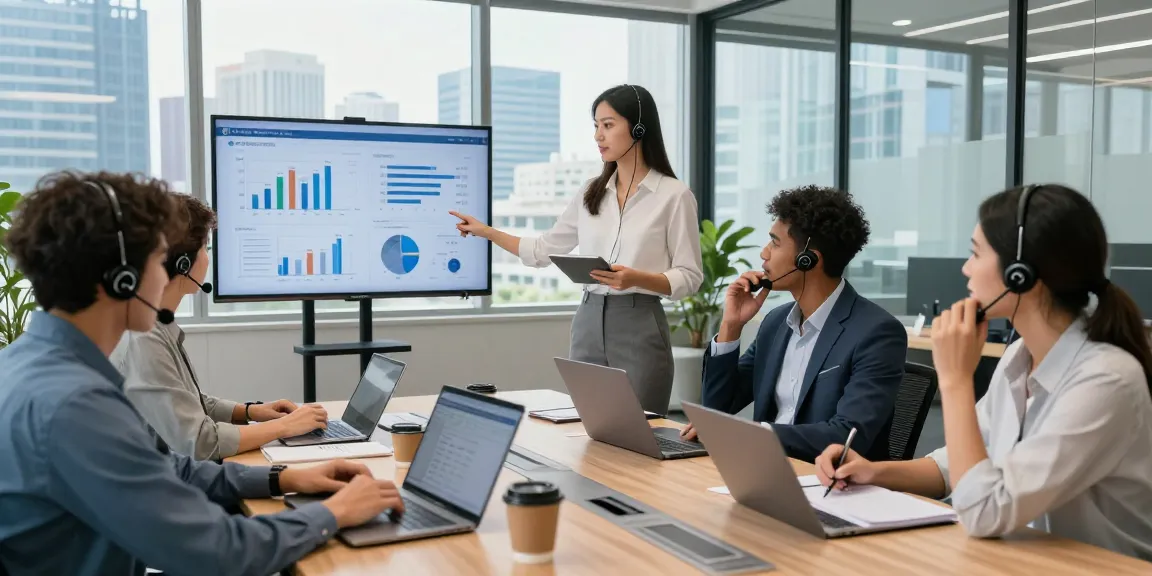 Team collaborating with O2 business handsets in a modern office during a strategy meeting.
