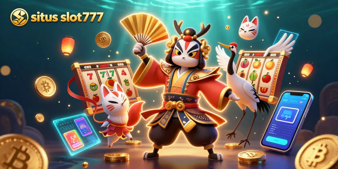 Experience the excitement of situs slot777 with vibrant slot reels and dynamic 3D characters in action.