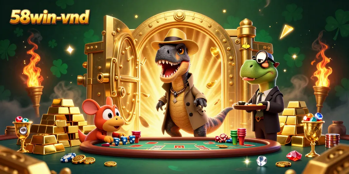 58win-vnd velociraptor card counter engaging in blackjack, surrounded by riches and action