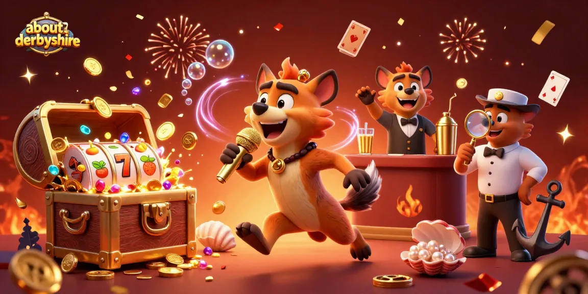 Engage with fun Bonus Buy Slots at aboutderbyshire, featuring vibrant casino-themed illustrations and dynamic characters.