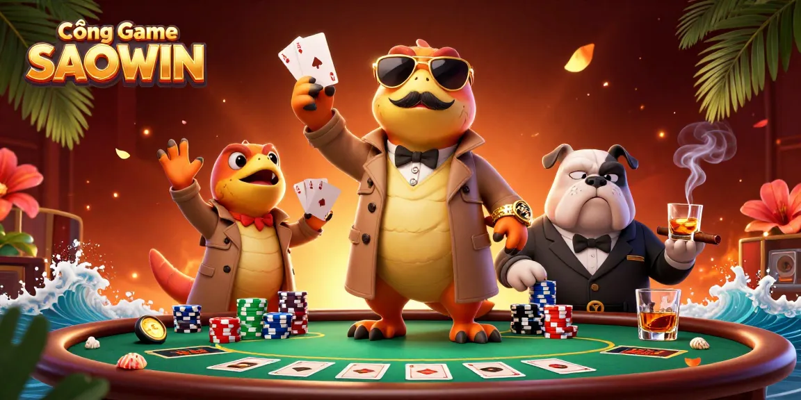 Experience thrilling gameplay at Cổng Game SAOWIN with vibrant casino elements and raptors in disguise.