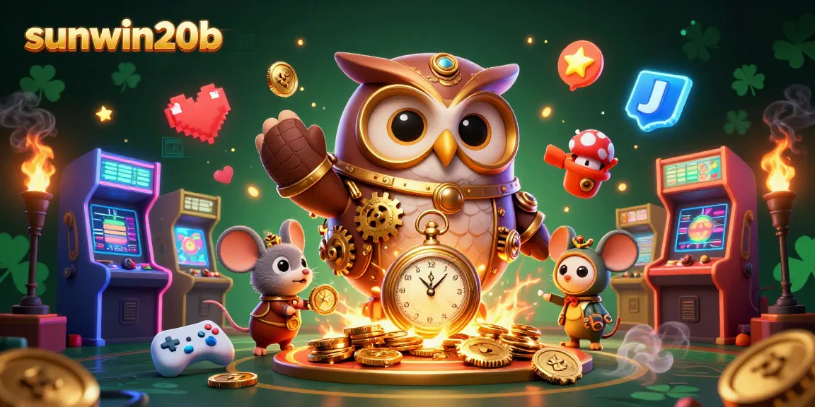 Experience thrilling gameplay with sunwin20b featuring vibrant 3D arcade elements in a dynamic casino illustration.