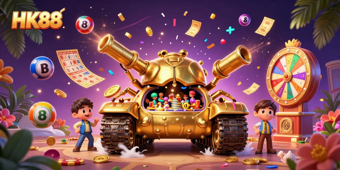 Experience thrilling gameplay at HK88 with vibrant casino-themed elements in a dynamic 3D scene.