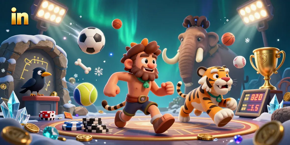 Engage in thrilling prehistoric casino fun with the caveman and sabertooth tiger duo in dynamic action!