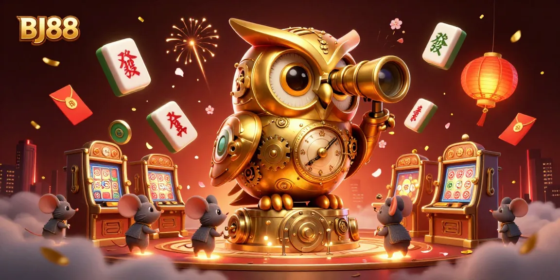 Experience thrilling gameplay at BJ88 with vibrant ovens and lucky symbols lighting up a dynamic casino scene.