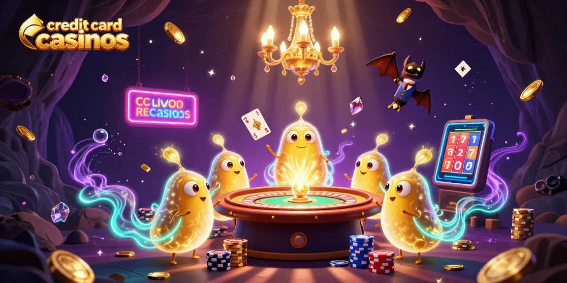 Join the excitement at credit card casinos with a lively scene of glowworms and a bat dealer.