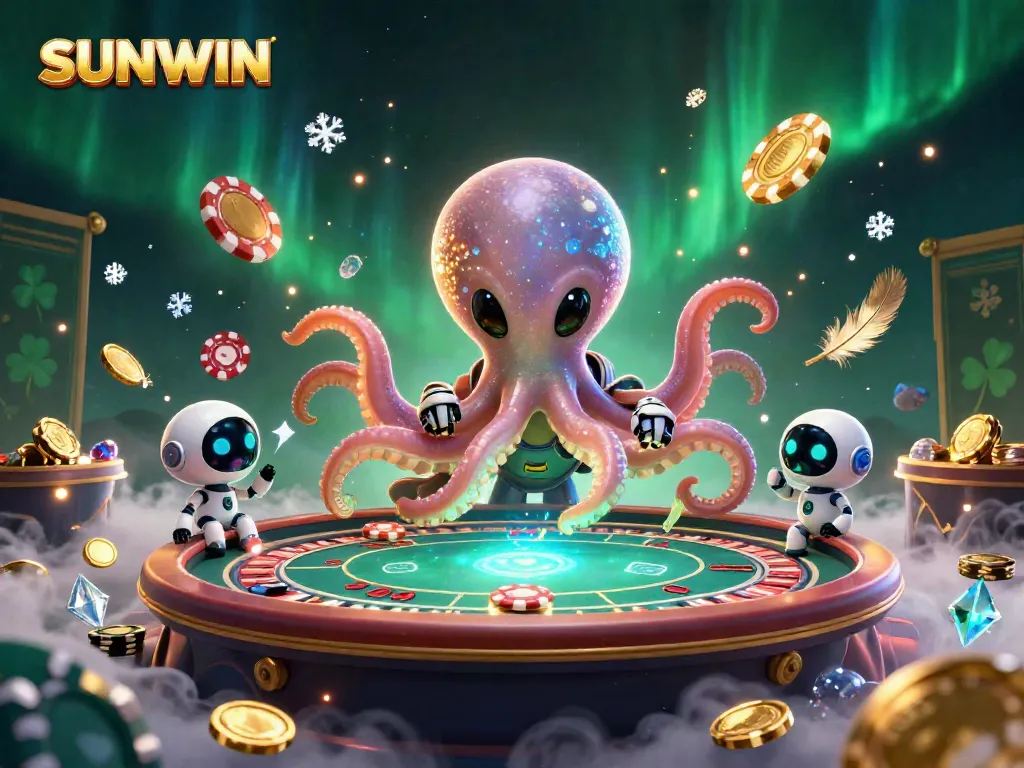Experience the thrill of SUNWIN's gaming universe with an alien octopus at a holographic poker table.