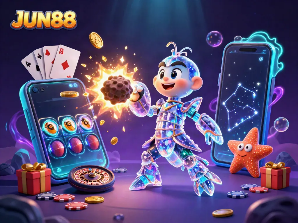 Experience thrilling gameplay with JUN88 amidst vibrant virtual casino elements.
