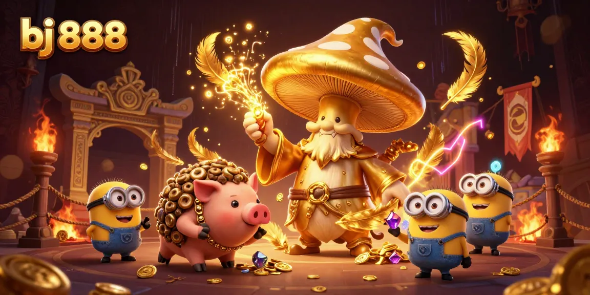 Engage in exhilarating betting as bj 888 showcases an enchanting casino-themed illustration featuring dynamic characters.