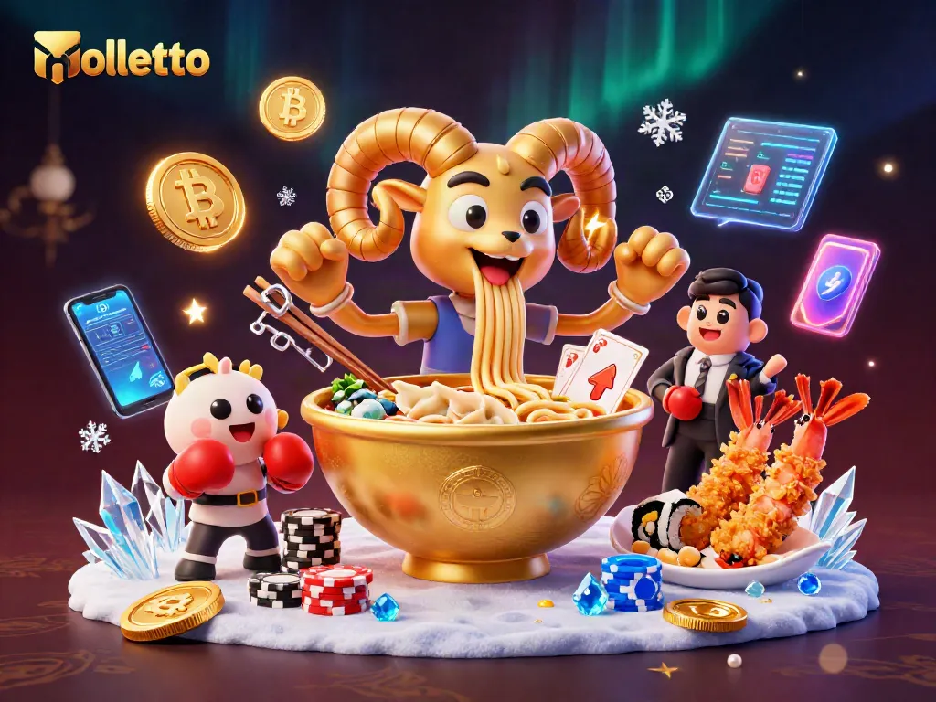 Engage with rolletto's vibrant casino scene featuring animated food-themed characters celebrating wins.