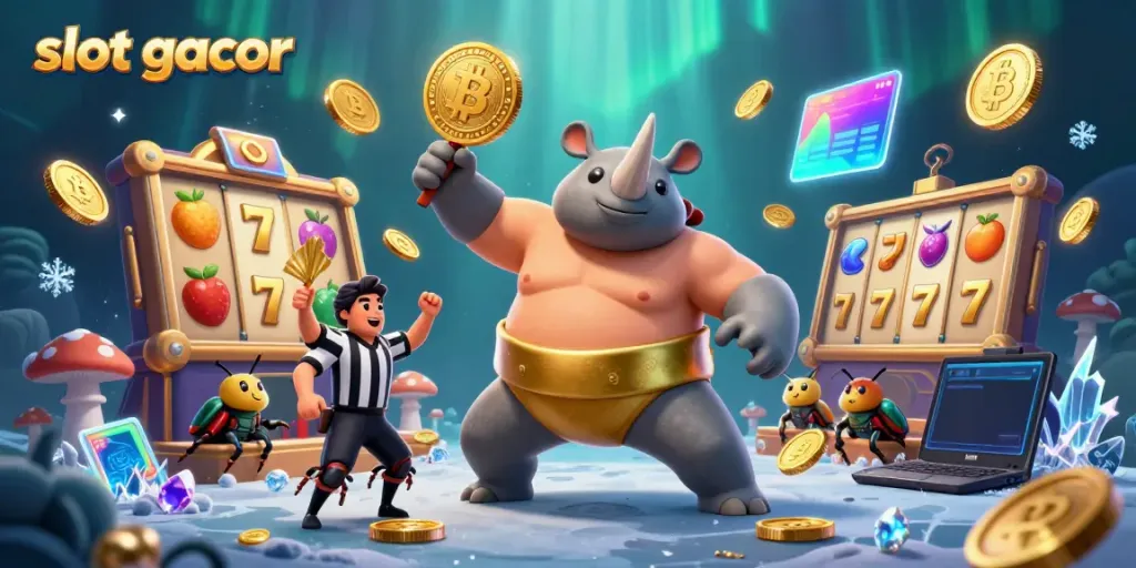 Slot gacor, simulasi kasino dengan kejuaraan kumbang, koin emas terbang dan simbol slot