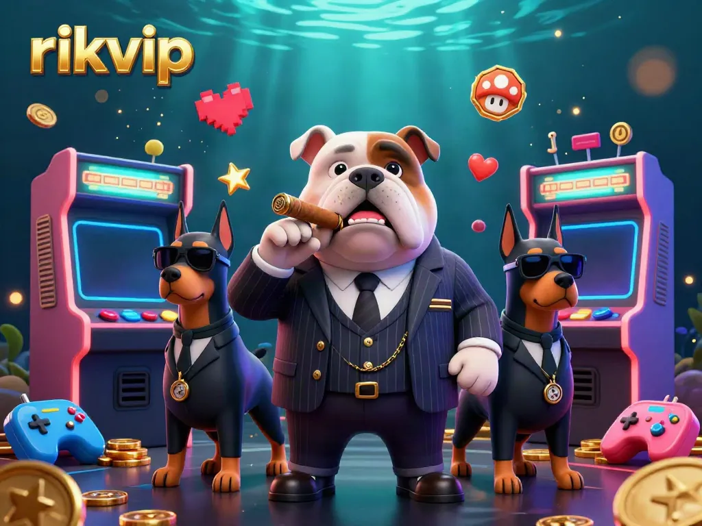 Engaging scene with rikvip characters and colorful gaming elements, showcasing thrilling gaming action.