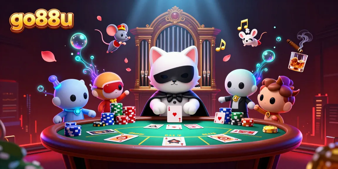 Engage with go88u's vibrant casino atmosphere featuring lively characters and dynamic gaming elements.