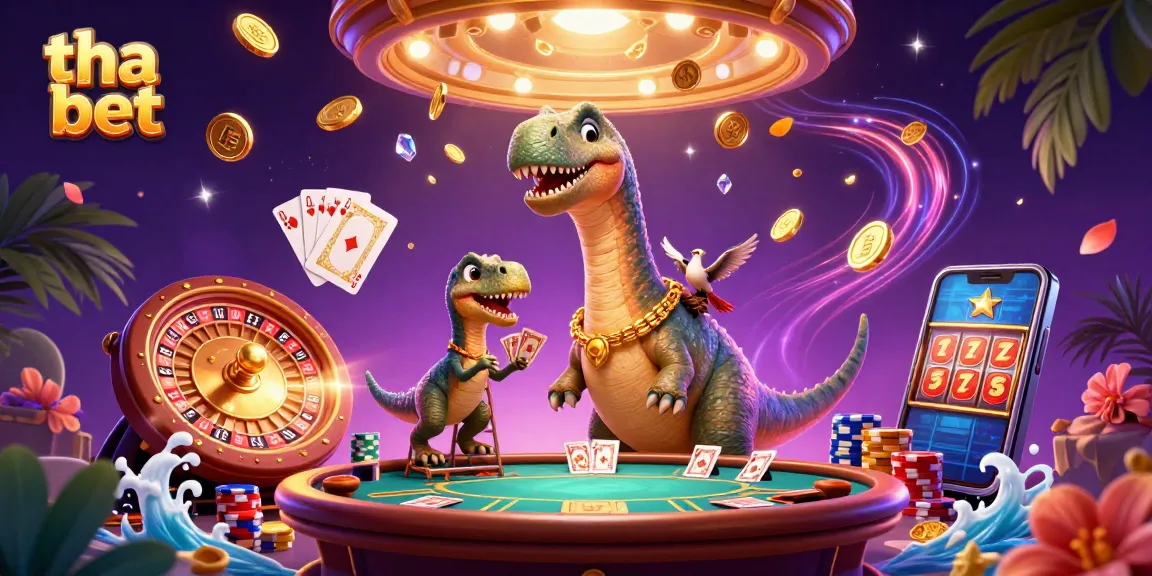 Experience the thrill of tha bet as a dinosaur observes exciting casino games