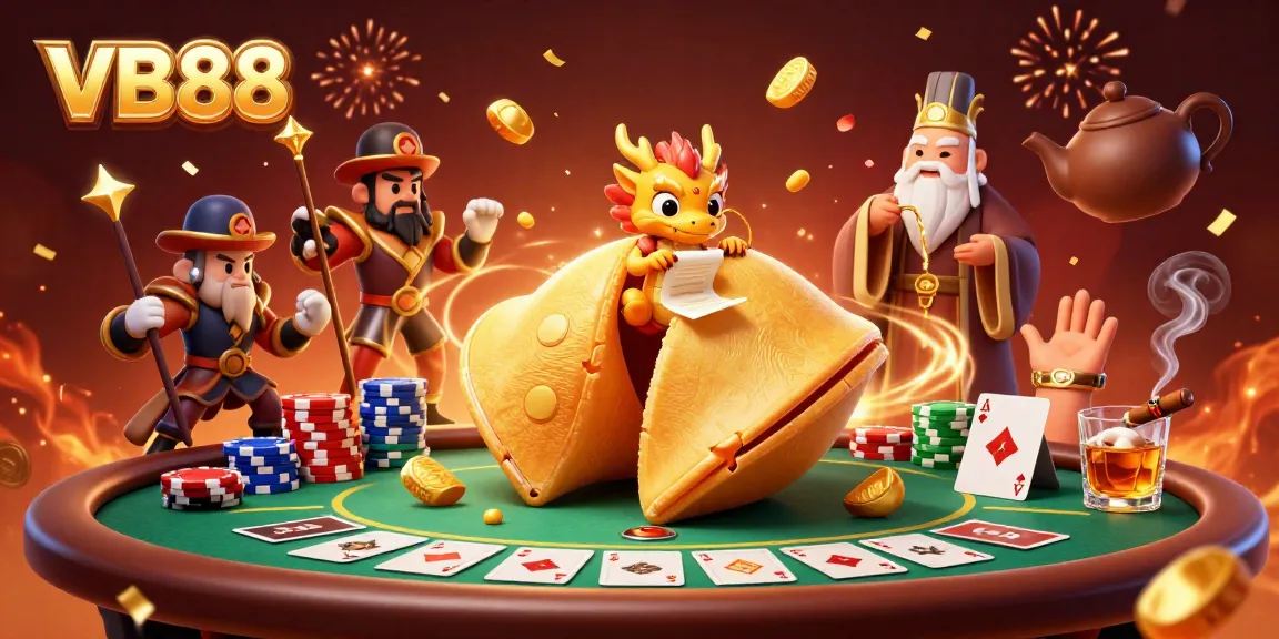 Engage in the thrill of VB88 casino with a vibrant 3D illustration filled with poker excitement.