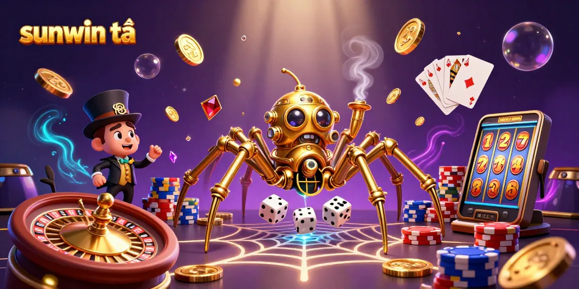 Engage in sunwin tải with a captivating 3D illustration featuring steampunk casino elements.