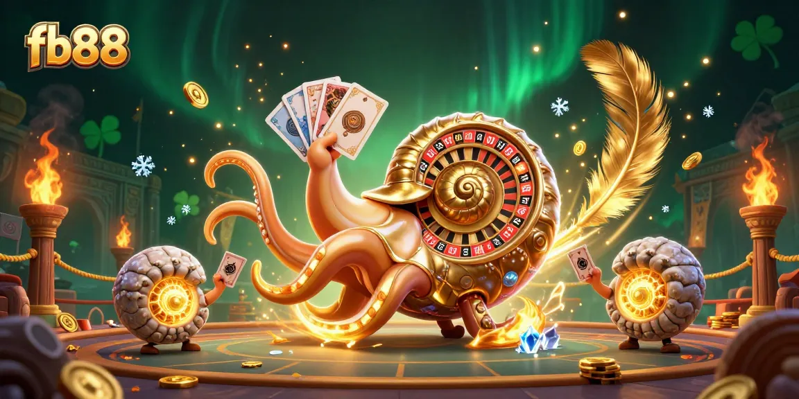 Experience immersive gaming with fb88’s vibrant casino scene featuring an ancient nautilus roulette wheel.