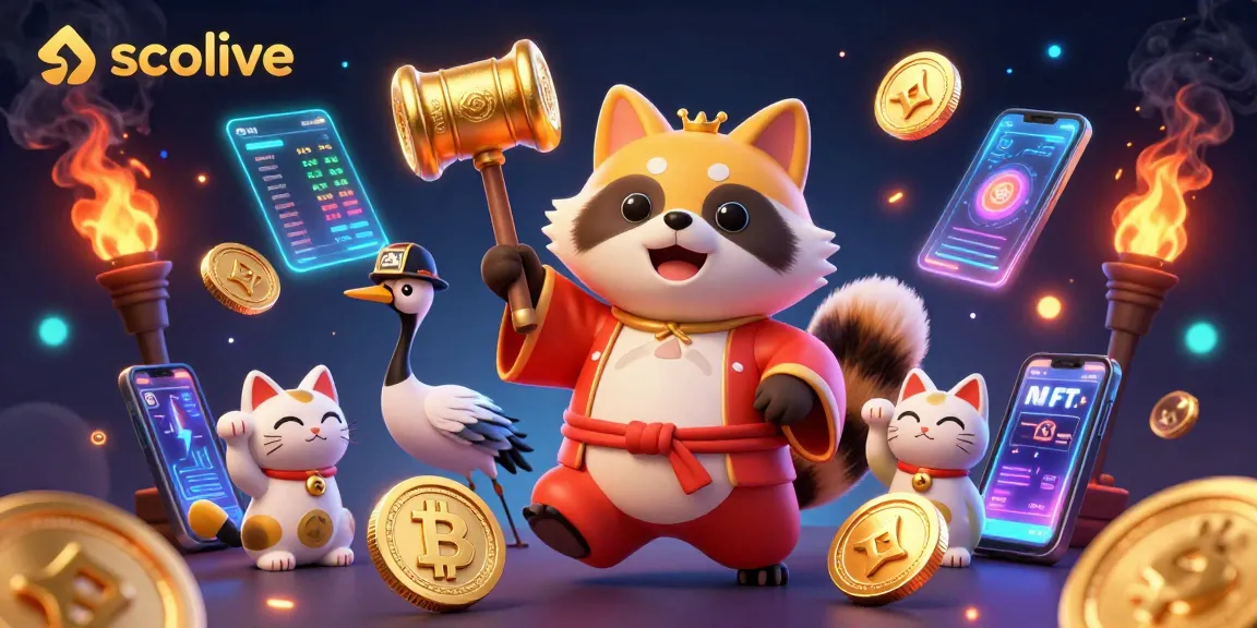 Socolive offers high-quality gambling options with vibrant cartoon characters and cryptocurrency elements in a dynamic casino scene.