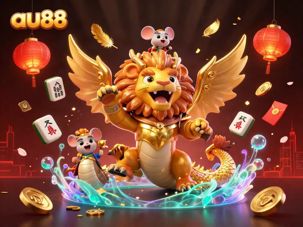Experience thrilling gameplay with the au88 chimera creature and vibrant casino elements.