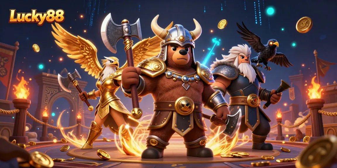 Experience the excitement of Lucky88 with unique game elements captured in vibrant 3D art.