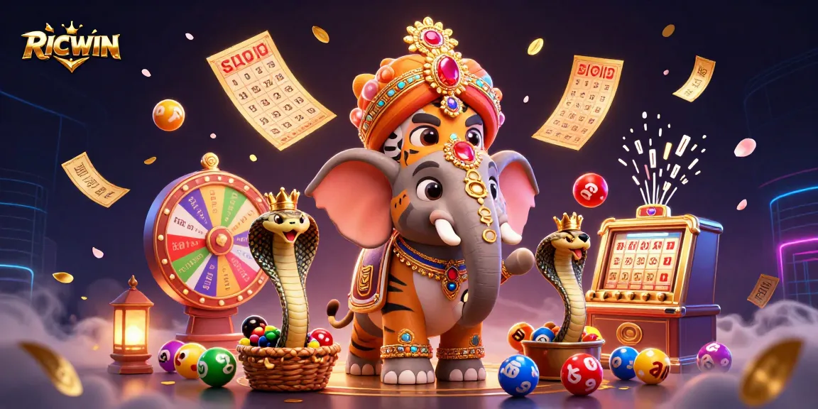 Experience excitement with RICWIN as a majestic maharaja and elephant adorn the lottery scene.