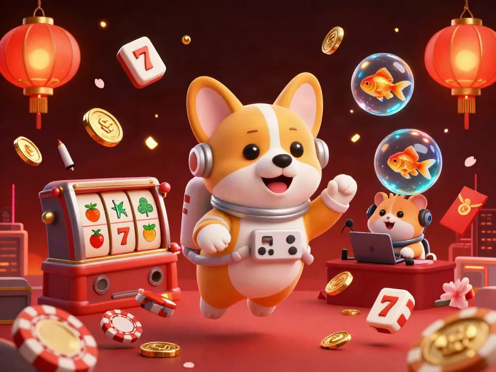 Go88 captivates with a playful scene of an astronaut corgi enjoying a casino adventure in space.