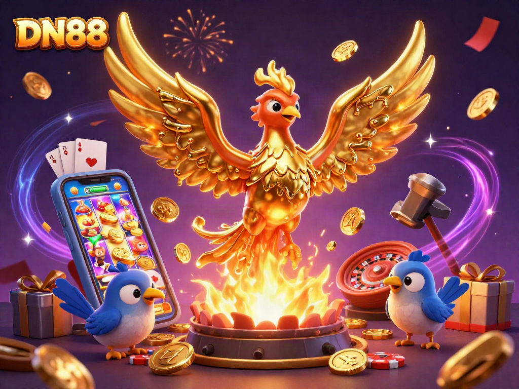 Join the excitement at DN88, where molten gold phoenix meets thrilling slot games!