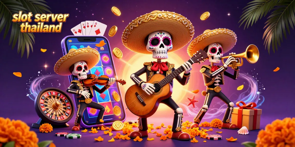 Experience the thrill of slot server thailand with dynamic 3D illustration of vibrant casino elements.