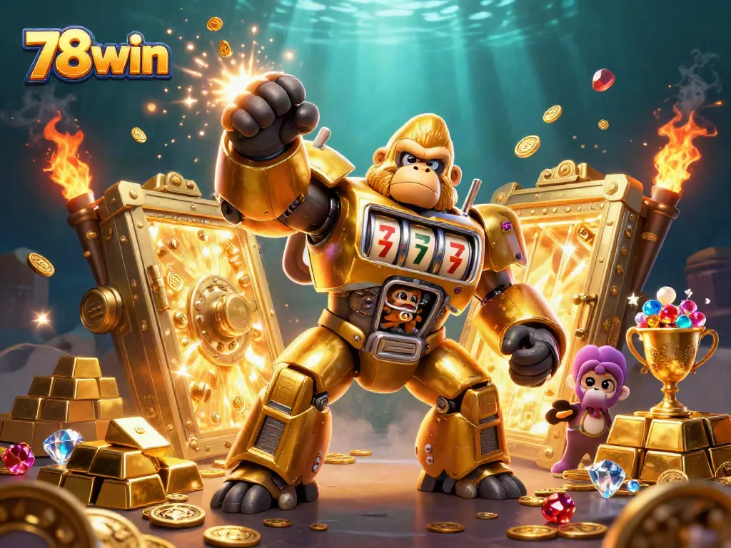 Experience thrilling wins with 78win's dynamic casino action in a vibrant 3D illustration.