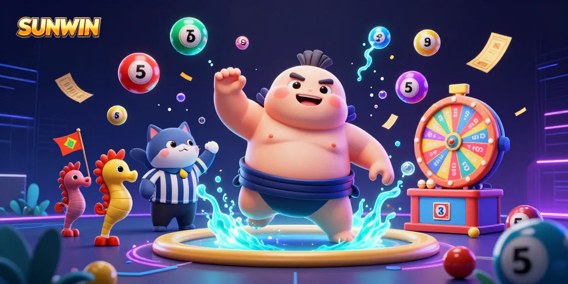 SUNWIN launches an exciting underwater lottery scene with vibrant balls, a wise referee, and engaging characters.
