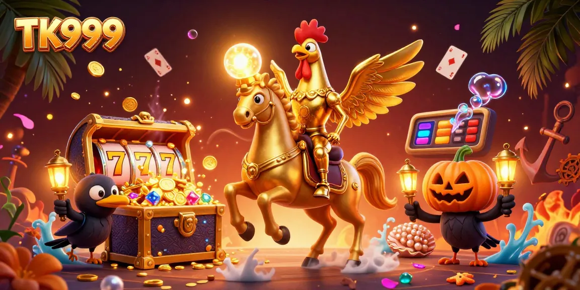 Experience the thrill of TK999 in an ultra-detailed casino scene with vibrant characters and game elements